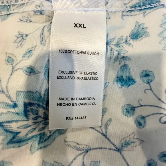 Draper James Floral Dress Blue & White Ruffle Sleeve 100% Cotton Maxi Size XXL - Picture 6 of 10